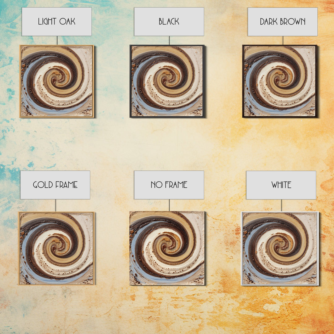 Abstract Brown and Cream Coffee Swirl Canvas Print, Coffee Shop Art, Statement Artwork, Cafe Decor, Abstract Art, Cafe, CSA-1x1-9