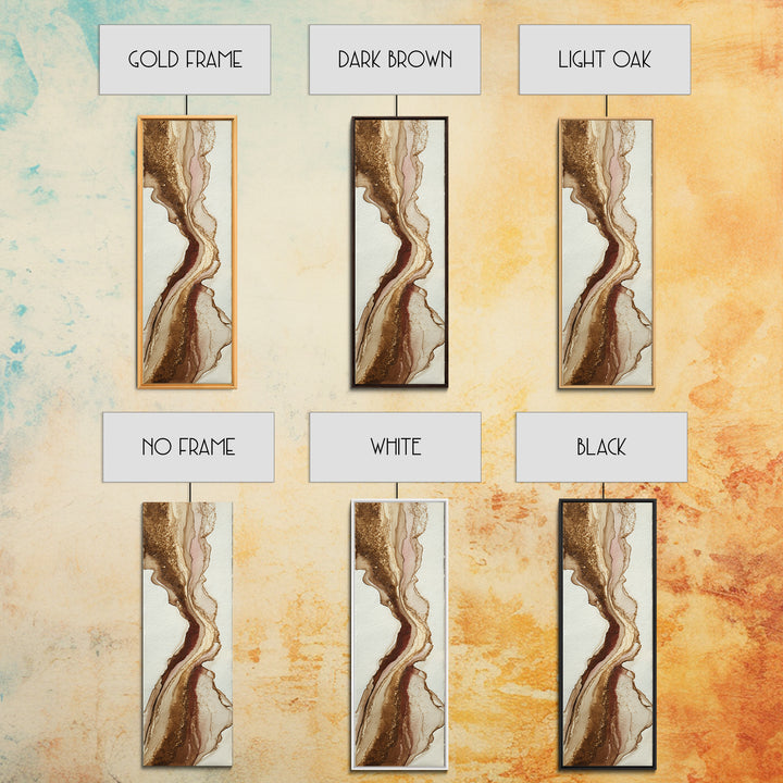 Abstract Brown and Cream Coffee Swirl Framed Canvas Print, Coffee Shop Art, Wall Art, Cafe Decor, Abstract Art, Cafe, CSA-1x3-45