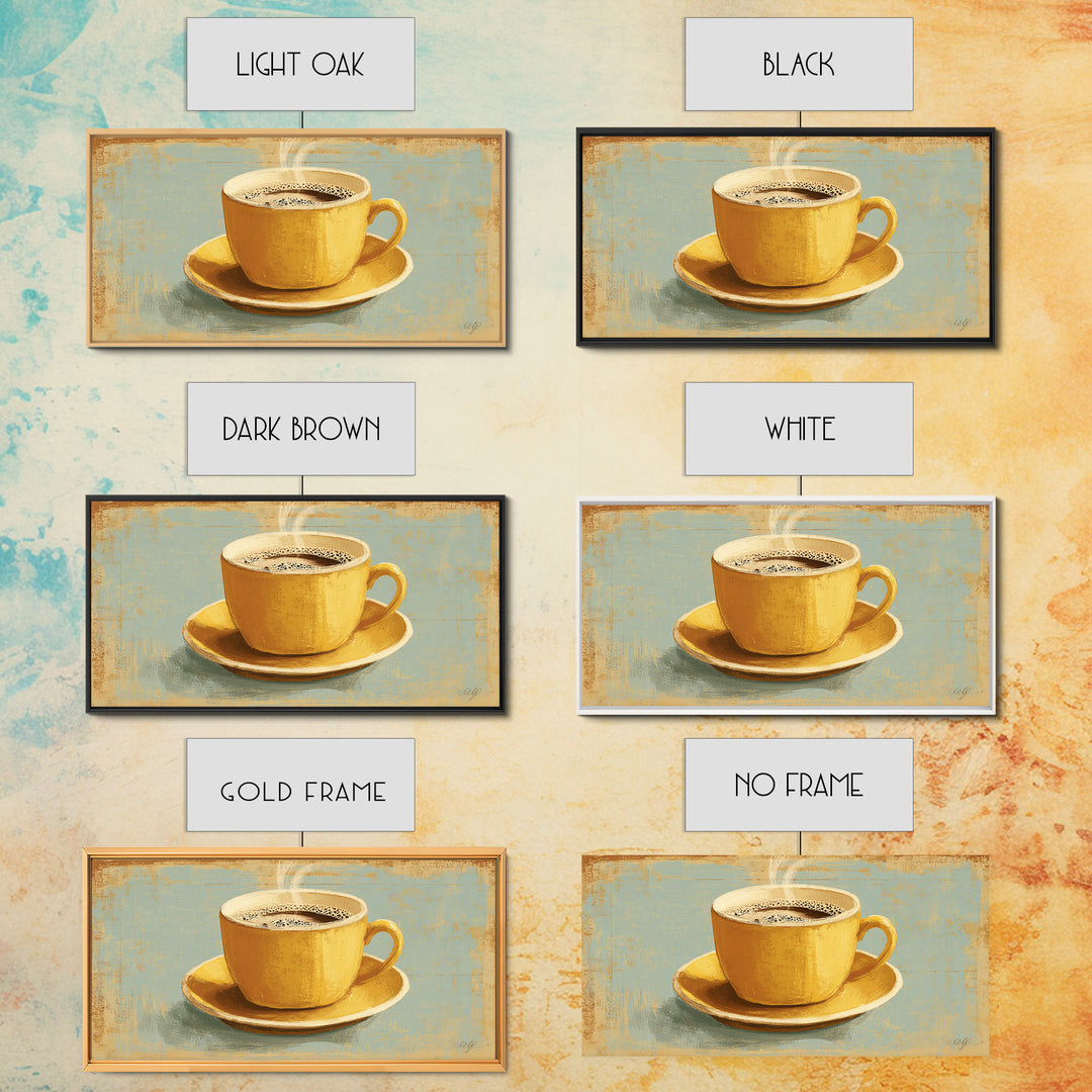 Retro Cafe Poster Coffee Cup Graphic Framed Canvas Print, Coffee Shop Art, Room Decor, Cafe Decor, Cafe, Canvas Wall Art, CSA-2x1-75