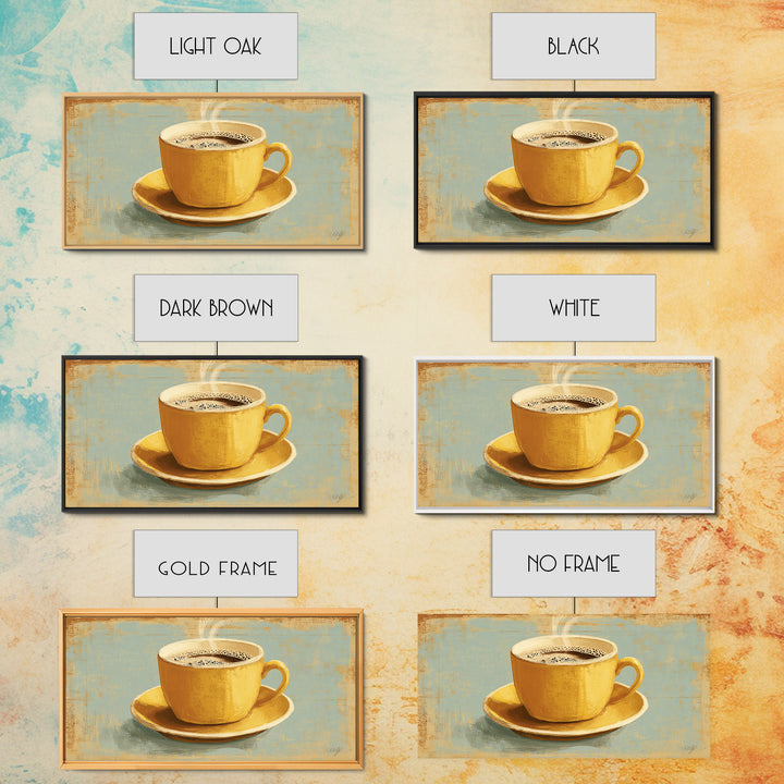 Retro Cafe Poster Coffee Cup Graphic Framed Canvas Print, Coffee Shop Art, Room Decor, Cafe Decor, Cafe, Canvas Wall Art, CSA-2x1-75