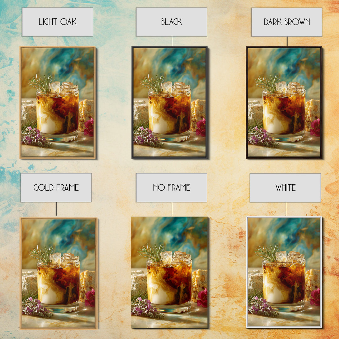 Iced Coffee Glass Framed Canvas Print, Coffee Shop Art, Contemporary Art, Cafe Decor, Cafe, Printable Art, Farmhouse Decor, CSA-2x3-19