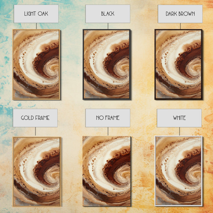 Abstract Brown and Cream Coffee Swirl Framed Canvas Print, Coffee Shop Art, Printable Art, Cafe Decor, Fine Art, Cafe, CSA-2x3-41