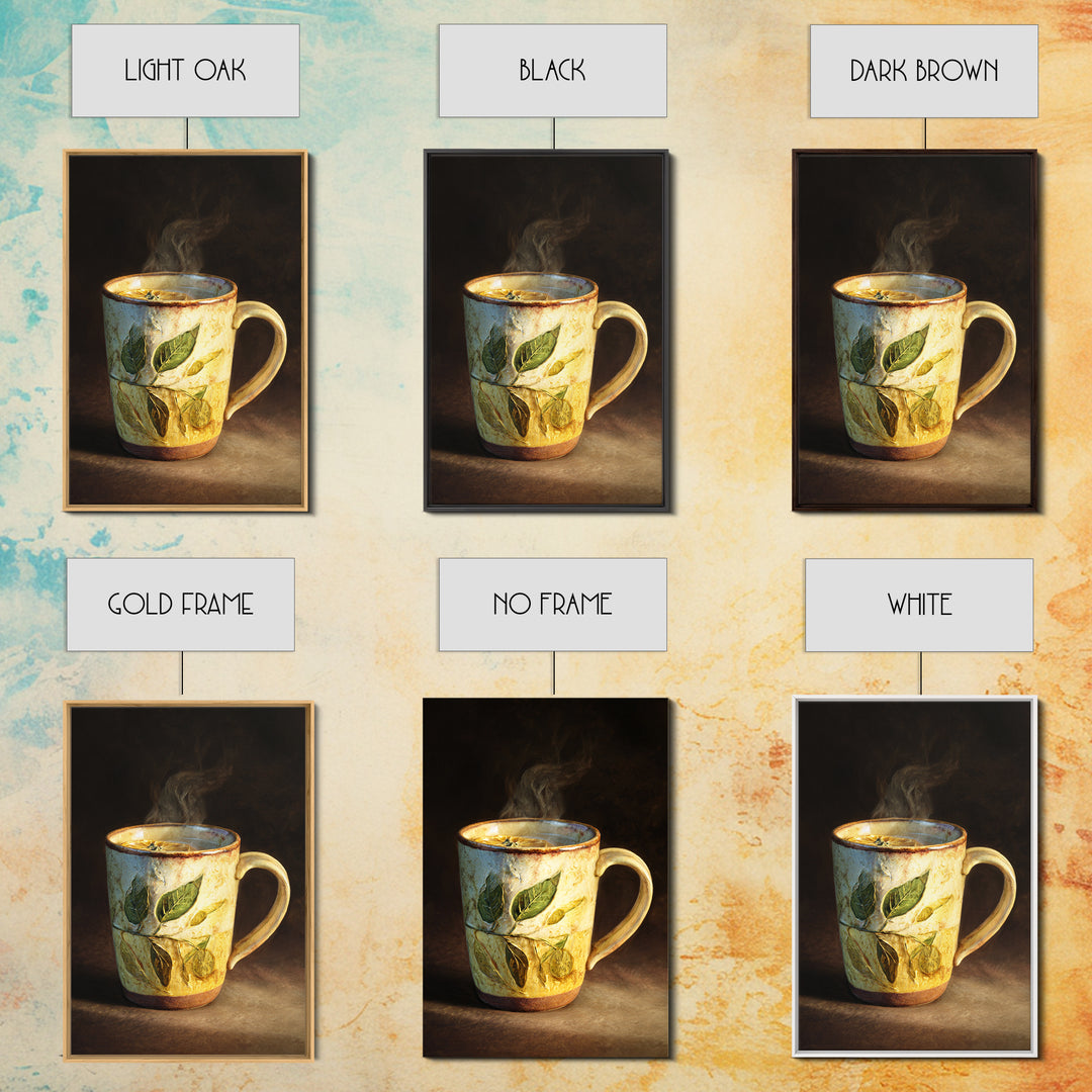 Espresso Cup with Rising Steam and Warm Canvas Print, Coffee Shop Art, Kitchen Wall Decor, Cafe Decor, Oil Painting, Cafe, CSA-2x3-57
