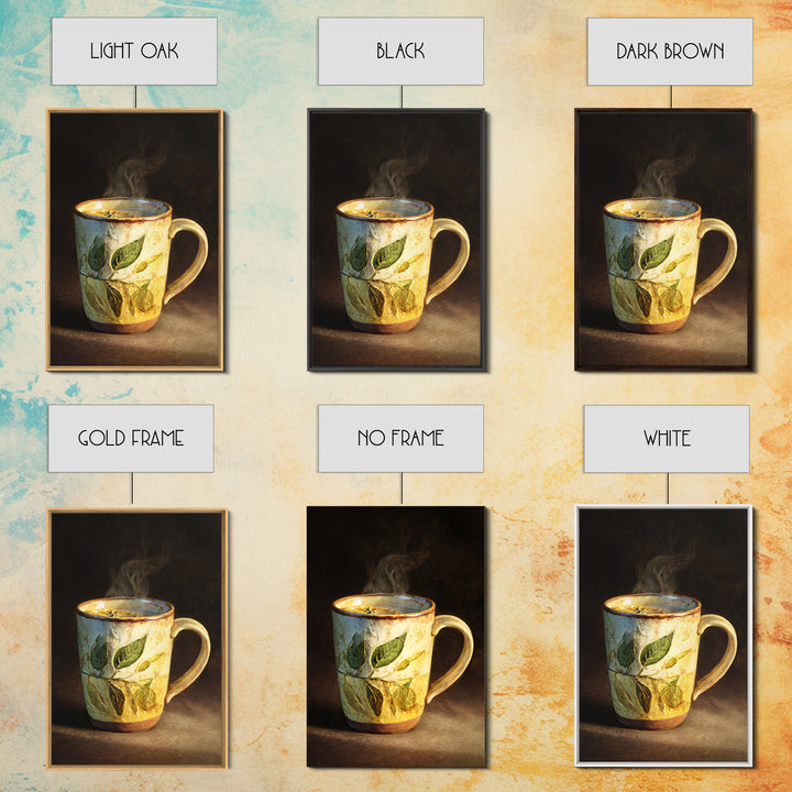 Espresso Cup with Rising Steam and Warm Canvas Print, Coffee Shop Art, Kitchen Wall Decor, Cafe Decor, Oil Painting, Cafe, CSA-2x3-57