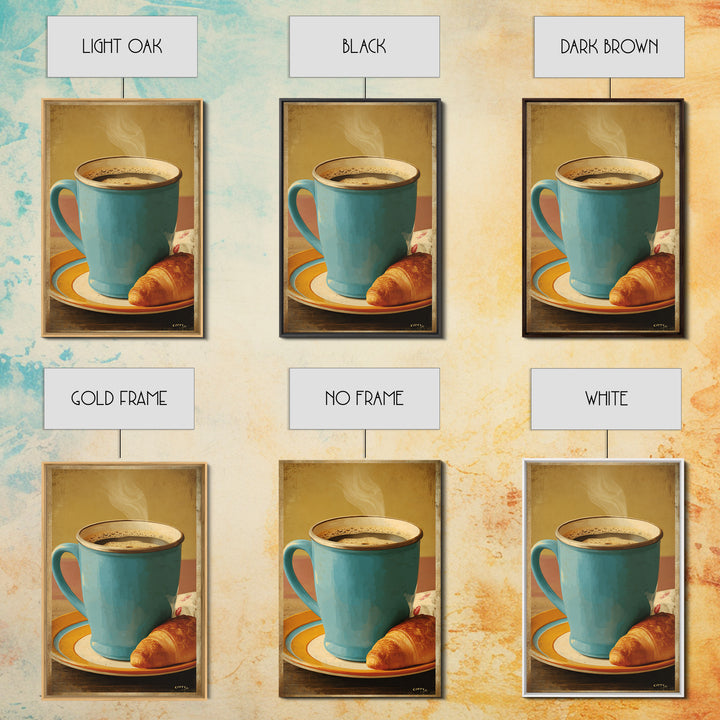 Retro Cafe Poster Coffee Cup Graphic Framed Canvas Print, Coffee Shop Art, Living Room Decor, Cafe Decor, Fine Art, Cafe, CSA-2x3-63