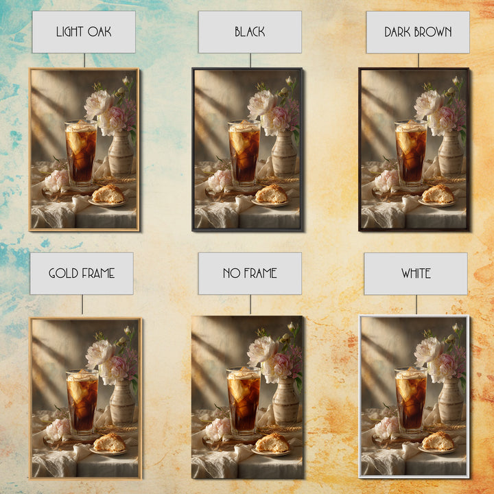 Iced Coffee Glass Canvas Print, Coffee Shop Art, Dark Academia Decor, Cafe Decor, Cafe, Whimsical Art, Coffee Wall Art, CSA-2x3-67