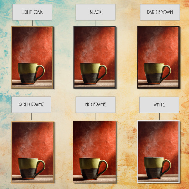 Espresso Cup with Rising Steam and Warm Canvas Print, Coffee Shop Art, Kitchen Wall Decor, Cafe Decor, Oil Painting, Cafe, CSA-2x3-81