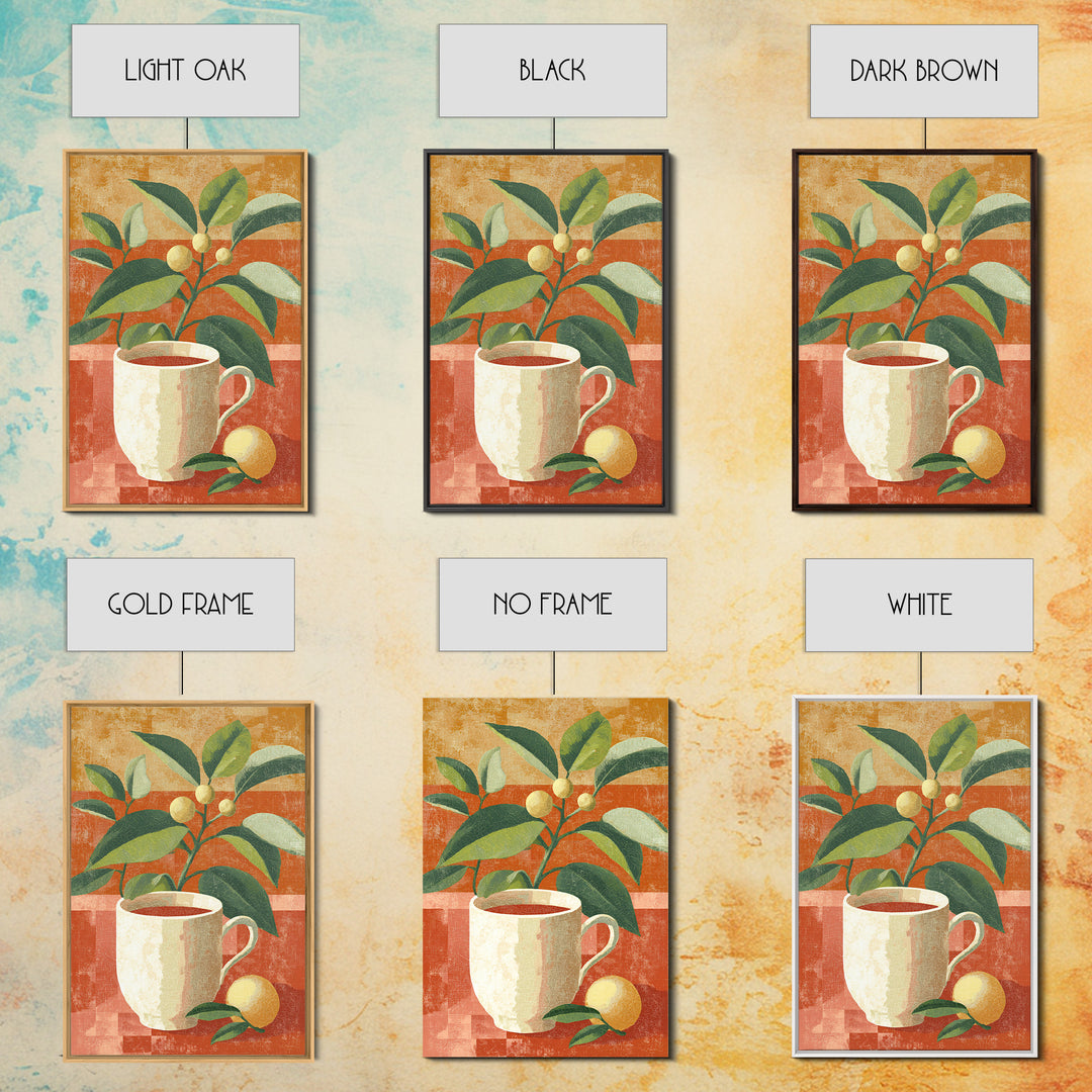 Retro Cafe Poster Coffee Cup Graphic Framed Canvas Print, Coffee Shop Art, Coffee Art, Cafe Decor, Fine Art, Cafe, CSA-2x3-87