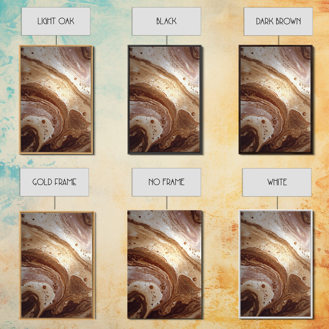 Abstract Brown and Cream Coffee Swirl Framed Canvas Print, Coffee Shop Art, Gothic Wall Art, Cafe Decor, Abstract Art, Cafe, CSA-2x3-89