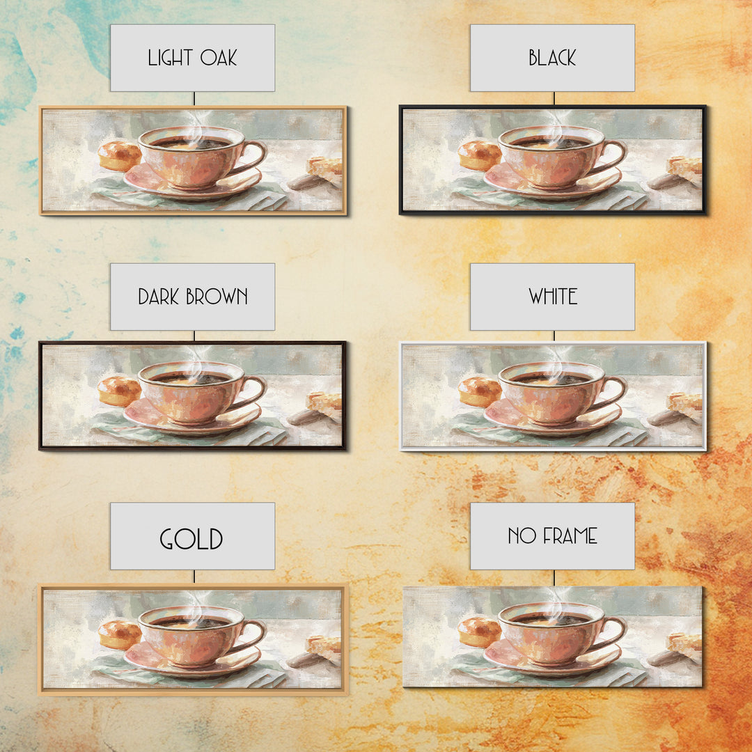 Retro Cafe Poster Coffee Cup Graphic Framed Canvas Print, Coffee Shop Art, Room Decor, Cafe Decor, Cafe, Canvas Wall Art, CSA-3x1-23