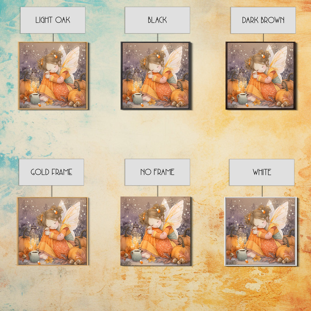 The Candy Corn Fairy, Kids Halloween Decor, Square Wall Art, Framed Canvas Print, Halloween Kids Decor, Whimsical Wall Art