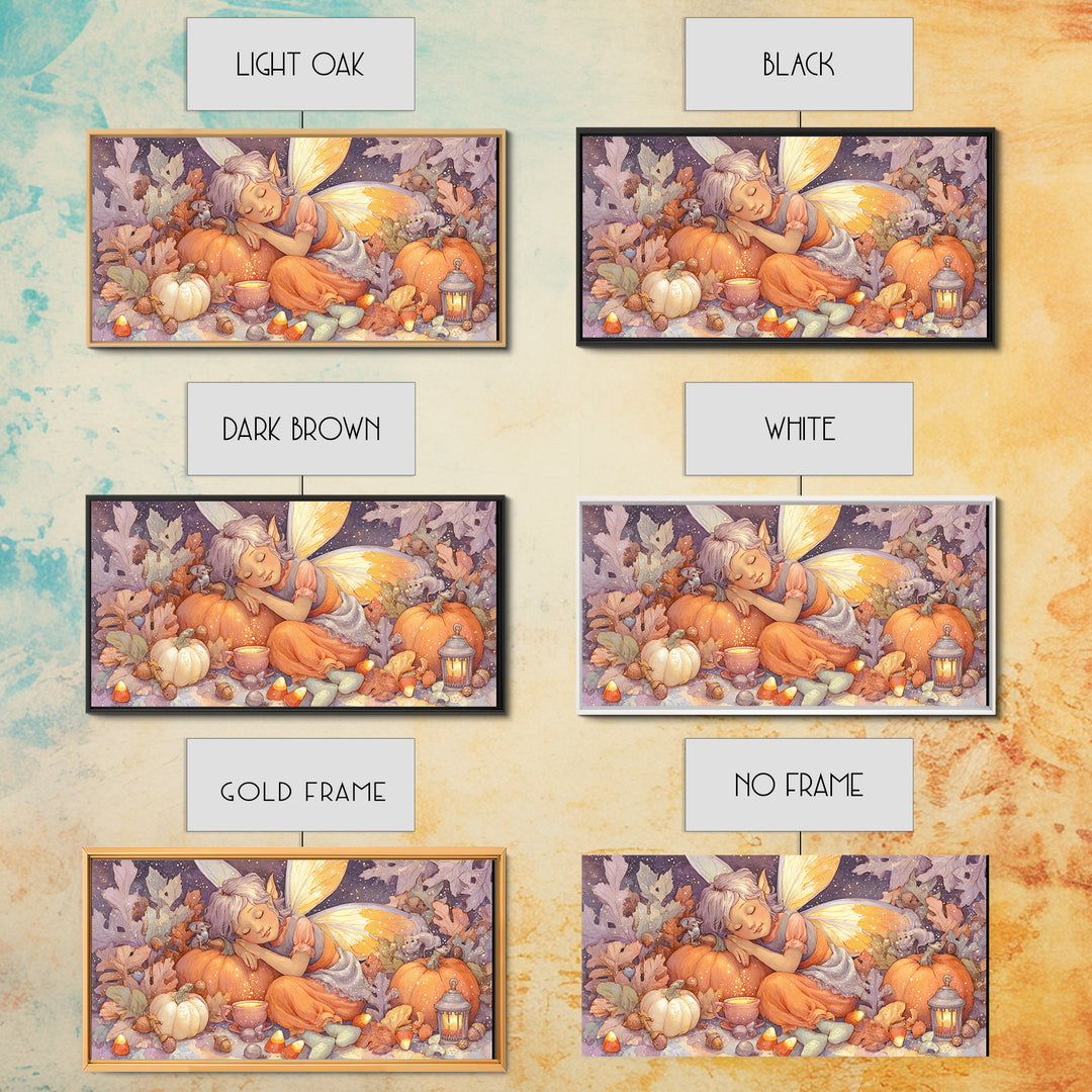 The Candy Corn Fairy, Storybook Halloween Art, Wide Panoramic Art, Canvas Print, Halloween Kids Decor, Whimsical Wall Art