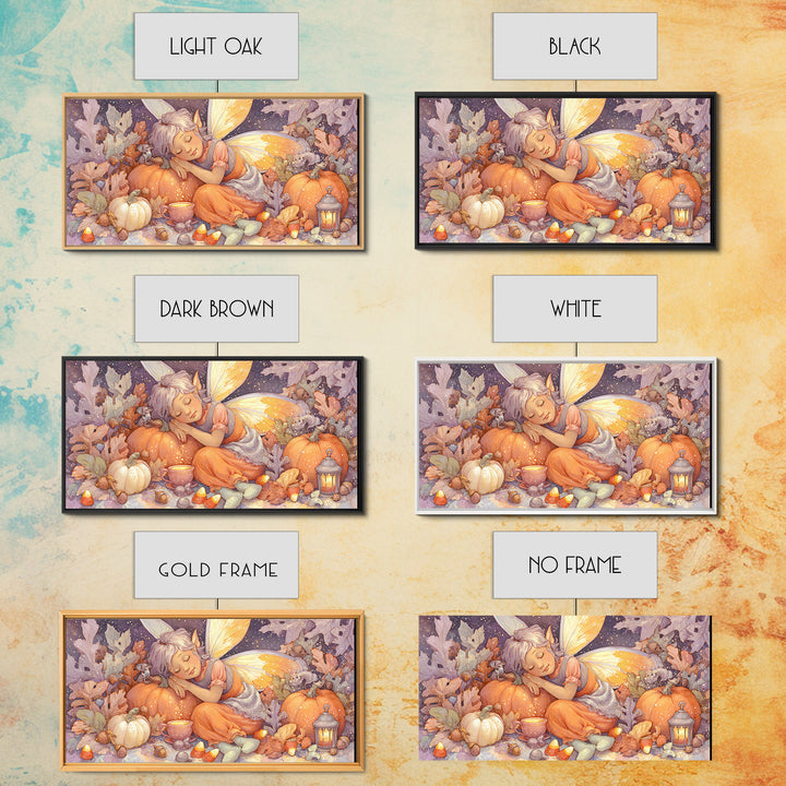 The Candy Corn Fairy, Storybook Halloween Art, Wide Panoramic Art, Canvas Print, Halloween Kids Decor, Whimsical Wall Art