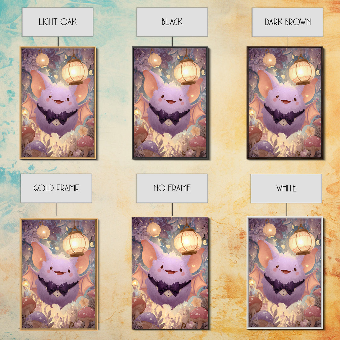 The Bow-Tie Bat, Cute Spooky Wall Art, Vertical Wall Art, Canvas Print, Halloween Kids Decor, Whimsical Wall Art, Seasonal Home Decor