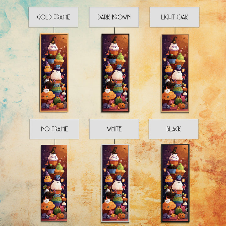 The Cupcake Costume Contest, Quilled Halloween Art, Tall Narrow Wall Art, Framed Canvas Print, Cute Halloween Wall Art