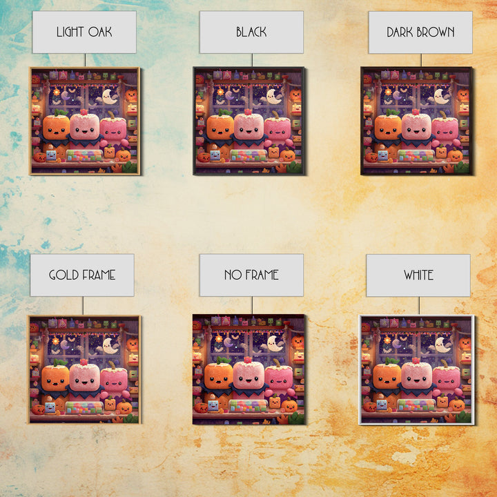 The Donut Vampire Family, Pixel Halloween Art, Square Wall Art, Canvas Print, Cute Halloween Wall Art
