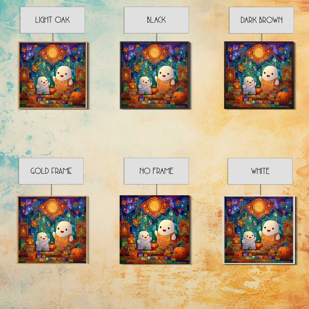 The Ghost Daycare, Stained Glass Halloween, Square Wall Art, Canvas Print, Cute Halloween Wall Art, Halloween Kids Decor