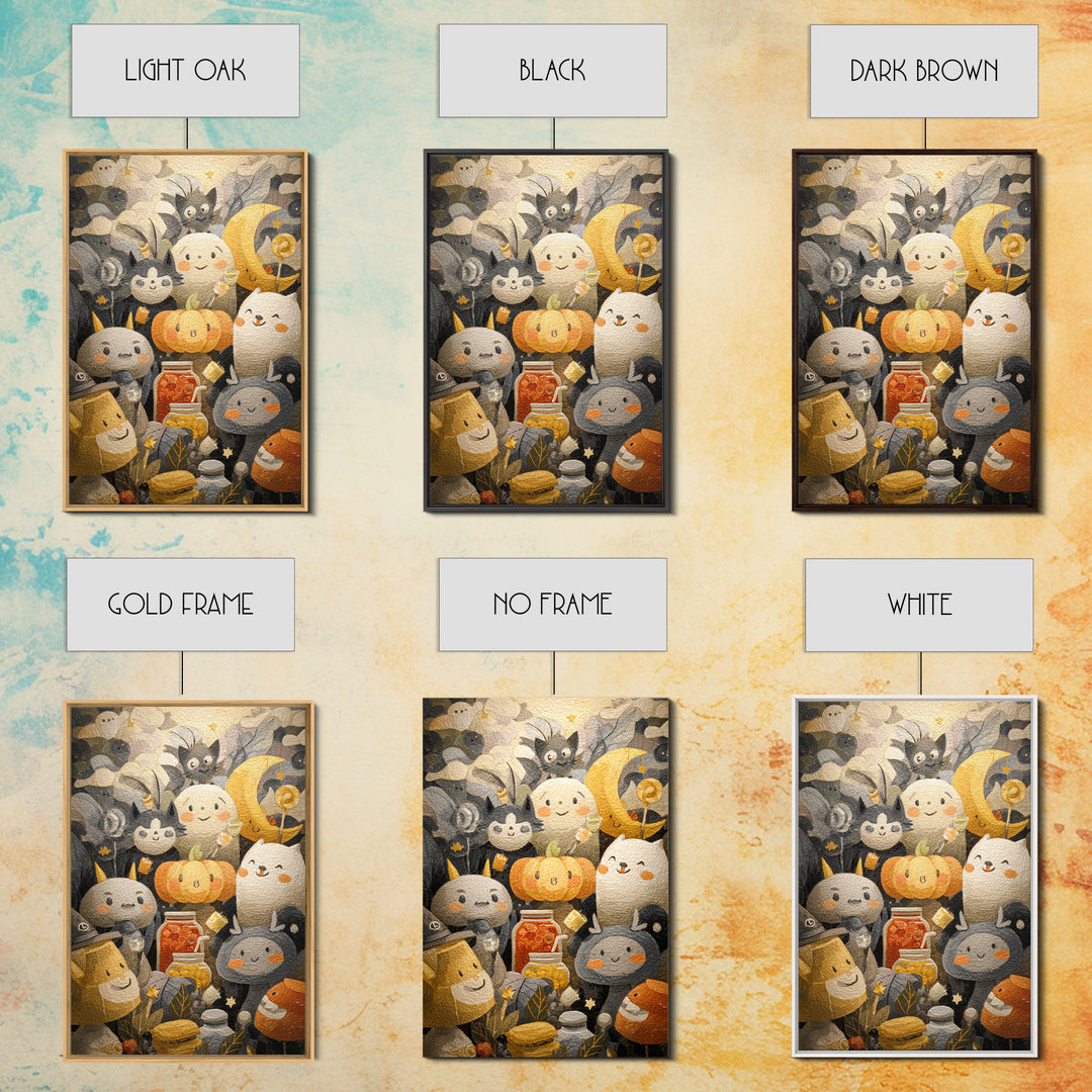 The Pumpkin Pancake Breakfast, Pastel Halloween Art, Vertical Wall Art, Canvas Print, Cute Halloween Wall Art