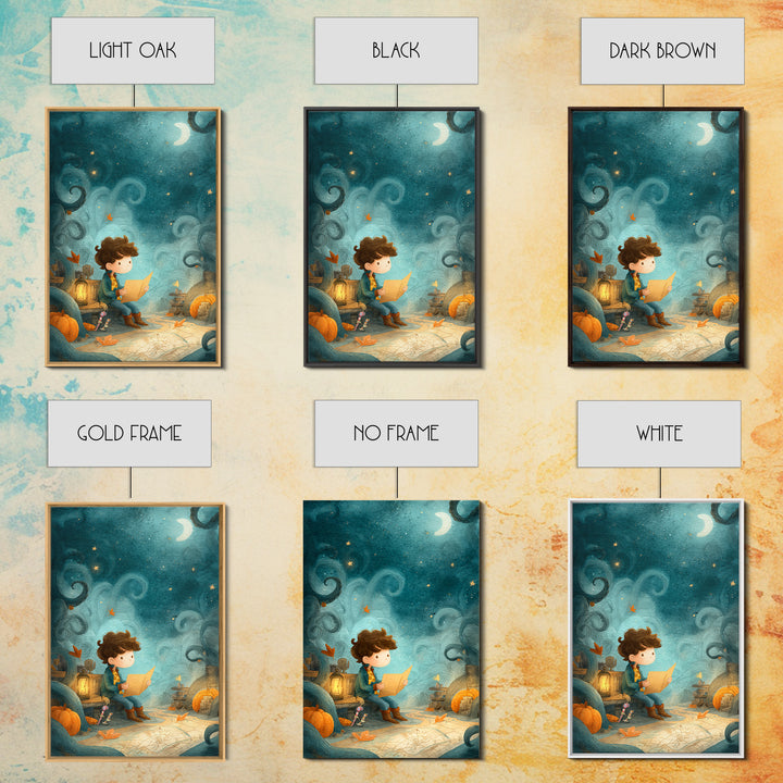 The Mapmaker Of Impossible Shores, Pastel Halloween Art, Vertical Wall Art, Canvas Print, Cute Halloween Wall Art