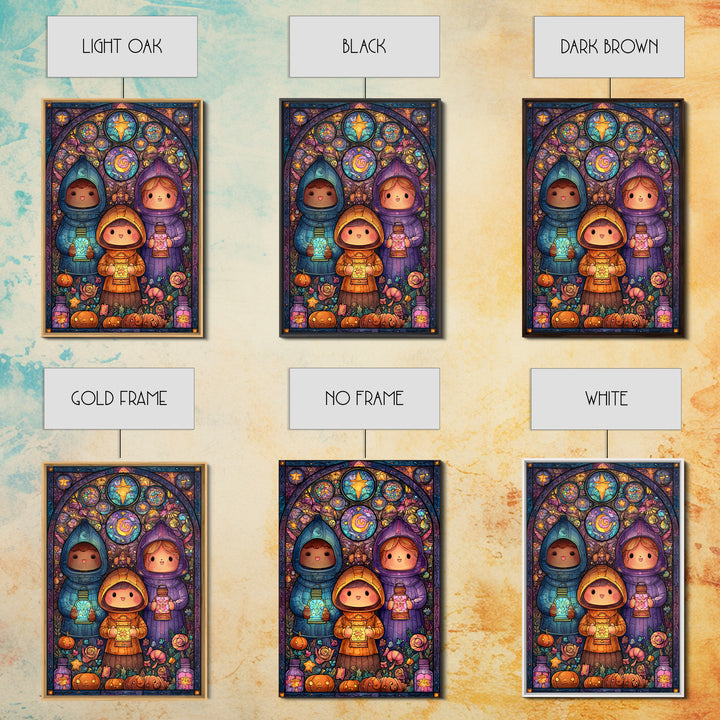 The Lantern Market Beyond The Veil, Stained Glass Halloween, Vertical Wall Art, Canvas Print, Cute Halloween Wall Art