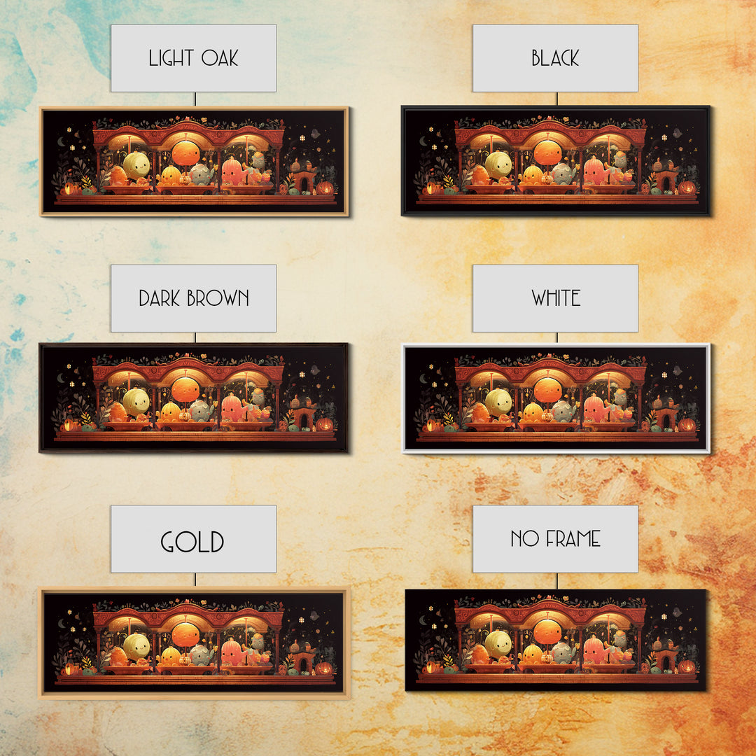 The Carousel Of Sleeping Planets, Pixel Halloween Art, Extra Wide Wall Art, Canvas Print, Cute Halloween Wall Art