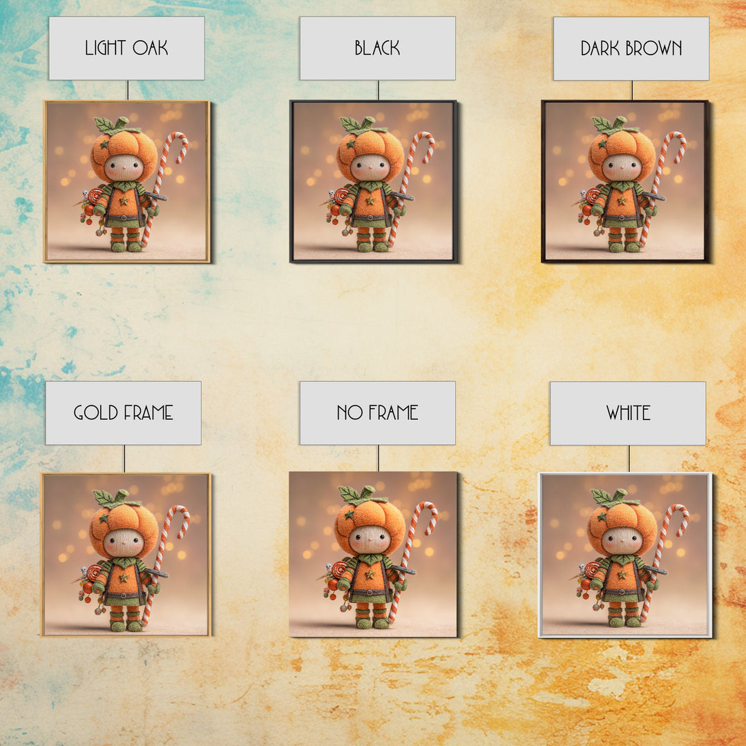 The Pumpkin Knight, Plush Halloween Art, Square Wall Art, Canvas Print, Cute Halloween Wall Art, Halloween Kids Decor, Storybook Decor