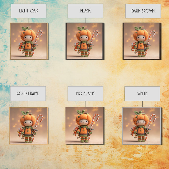 The Pumpkin Knight, Plush Halloween Art, Square Wall Art, Canvas Print, Cute Halloween Wall Art, Halloween Kids Decor, Storybook Decor