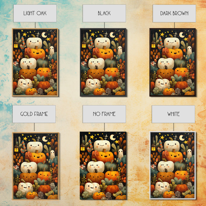 The Pumpkin Painting Party, Pixel Halloween Art, Vertical Wall Art, Canvas Print, Cute Halloween Wall Art
