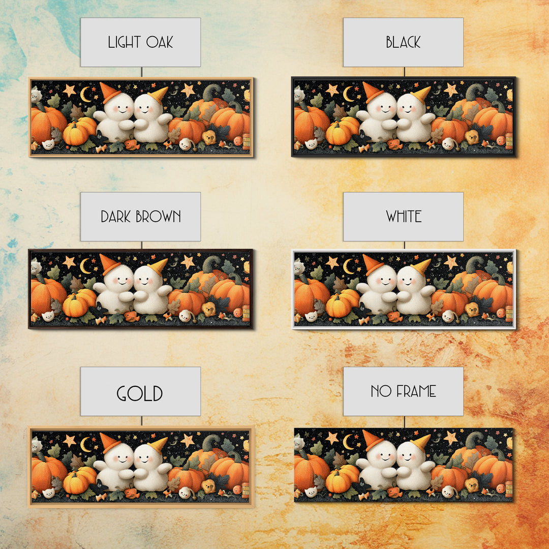 The Halloween Friendship Spell, Plush Halloween Art, Extra Wide Wall Art, Canvas Print, Cute Halloween Wall Art