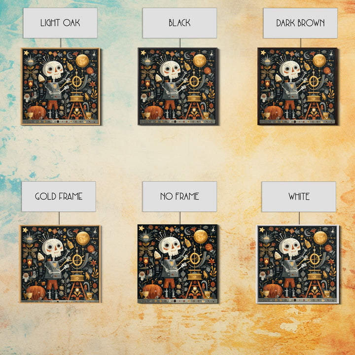 The Astronomer Of The Hollow Sky, Folk Halloween Art, Square Wall Art, Canvas Print, Cute Halloween Wall Art
