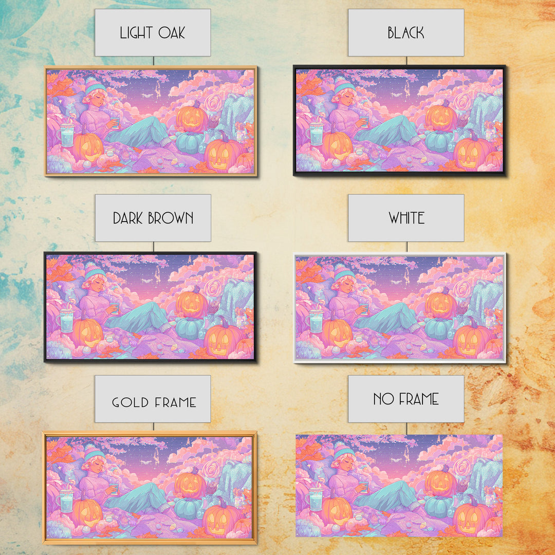 The Enchanted Costume Closet, Vaporwave Halloween Decor, Wide Panoramic Art, Canvas Print, Retro Halloween Decor, Neon Wall Art