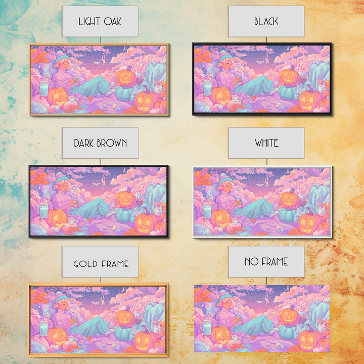 The Enchanted Costume Closet, Vaporwave Halloween Decor, Wide Panoramic Art, Canvas Print, Retro Halloween Decor, Neon Wall Art
