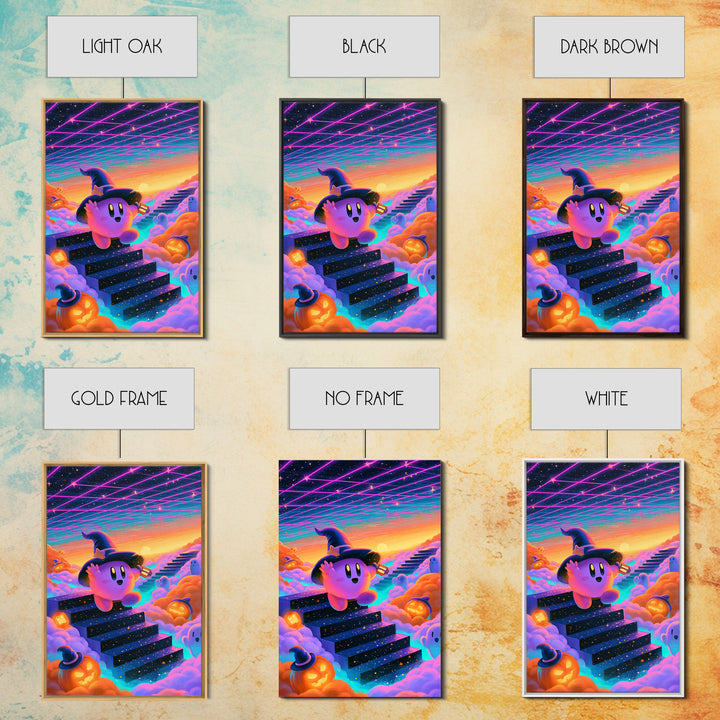 The Halloween Cloud Kingdom, Vaporwave Halloween Decor, Vertical Wall Art, Canvas Print, Retro Halloween Decor, Neon Wall Art