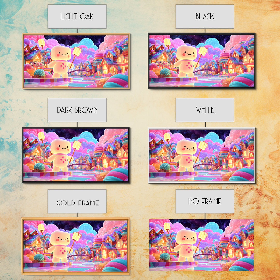 The Upside-Down Candy Kingdom, Vaporwave Halloween Decor, Wide Panoramic Art, Canvas Print, Retro Halloween Decor, Neon Wall Art