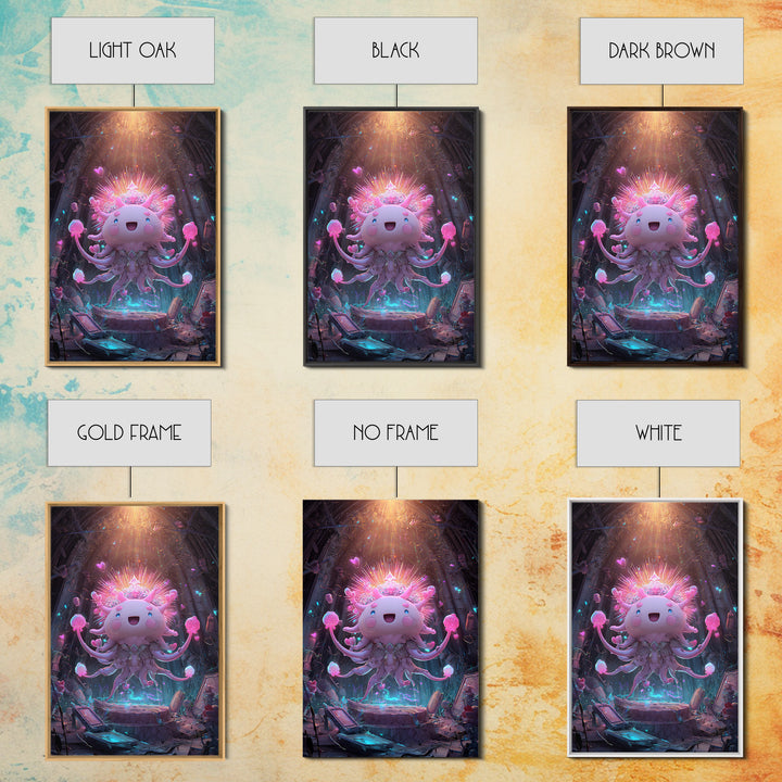 The Crown Of The Tentacled Saint, Synthwave Halloween Art, Vertical Wall Art, Canvas Print, Retro Halloween Decor, Neon Wall Art