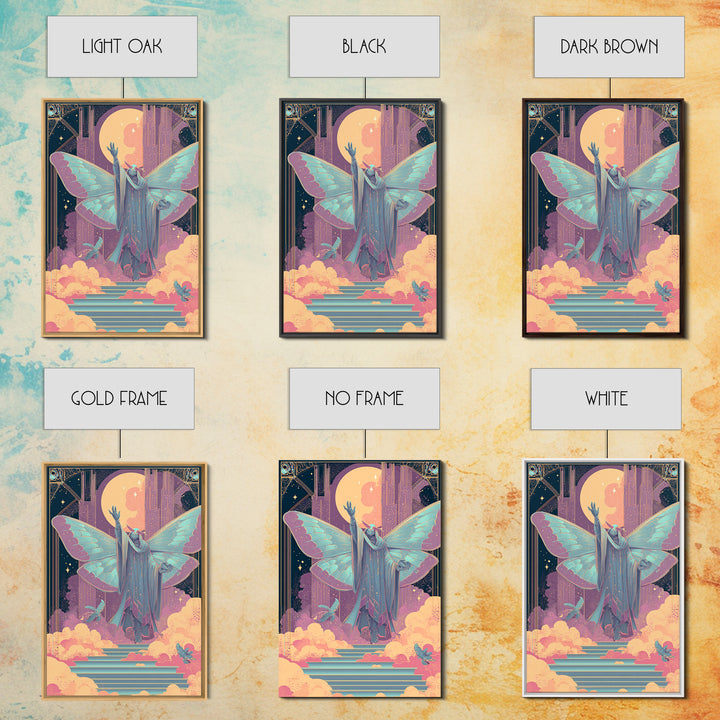 The Moth Prophet Of Kadath, Vaporwave Halloween Decor, Vertical Wall Art, Canvas Print, Retro Halloween Decor, Neon Wall Art