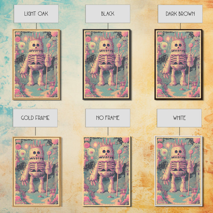 The Salt King Of The Black Shore, Cosmic Synthwave Horror, Vertical Wall Art, Canvas Print, Retro Halloween Decor, Neon Wall Art