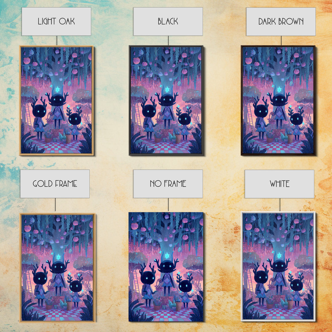 The Children Of The Star Orchard, Vaporwave Halloween Decor, Vertical Wall Art, Canvas Print, Retro Halloween Decor, Neon Wall Art