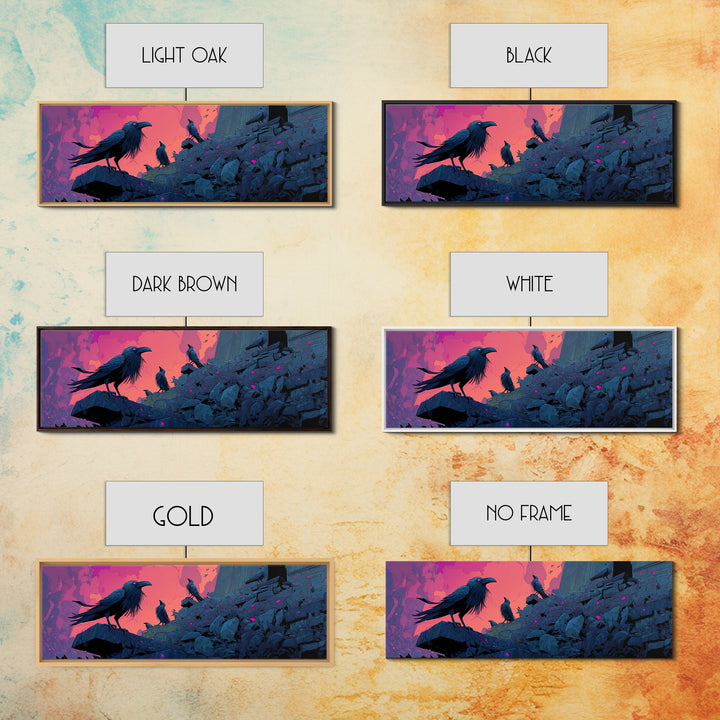 The Raven Sermon Of Leng, Synthwave Halloween Art, Extra Wide Wall Art, Canvas Print, Retro Halloween Decor, Neon Wall Art