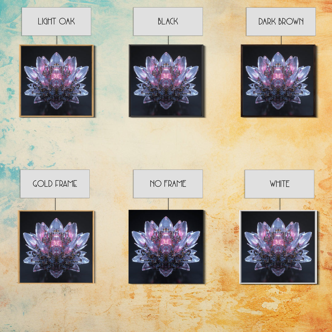 Electric Lotus Flower Canvas Print, Cyberpunk Art, Gallery Decor, Living Room Decor, Fine Art, Neon, Wall Art, Home Decor, CYB-1x1-17