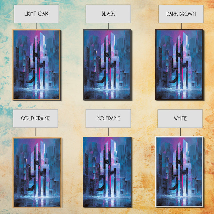 Glowing Kanji Shapes Canvas Print, Cyberpunk Art, Digital Wall Art, Living Room Decor, Abstract Art, Neon, Man Cave Decor, CYB-2x3-5