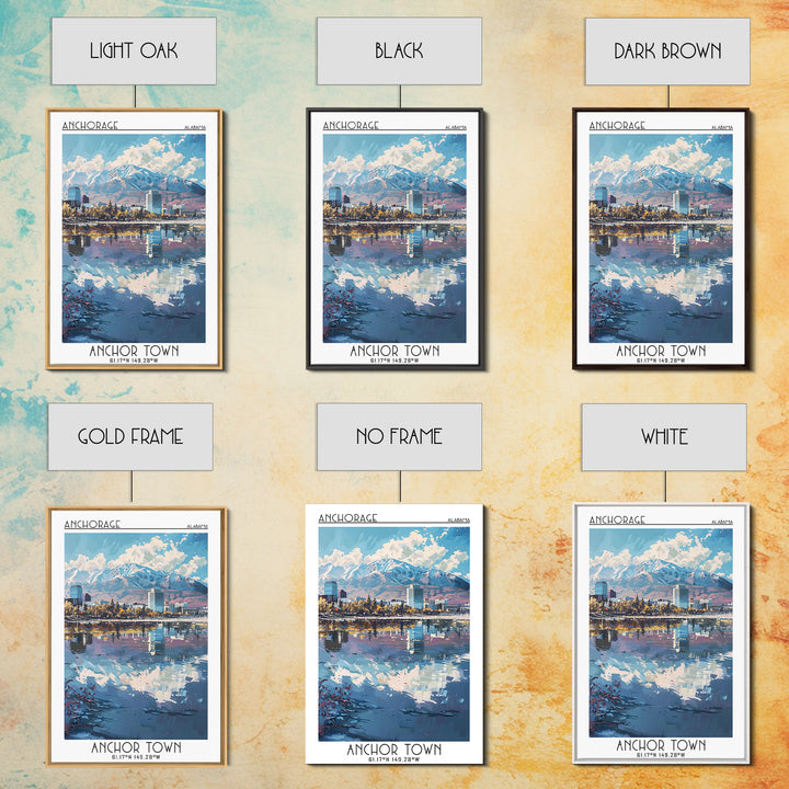 Anchorage Travel Poster, Canvas Print, Retro Wall Art, Travel Print, Wall Art, Watercolor Cityscape, Travel Art Print, Landscape Art