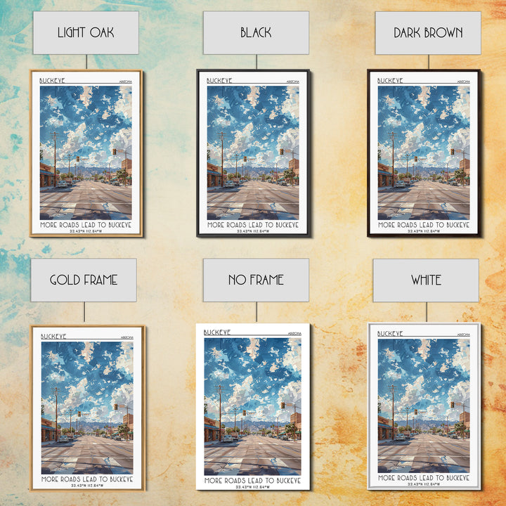 Buckeye Travel Poster, Framed Canvas Print, Travel Prints, Landscape Art, Living Room Wall Art, Travel Posters, Vintage Travel Print