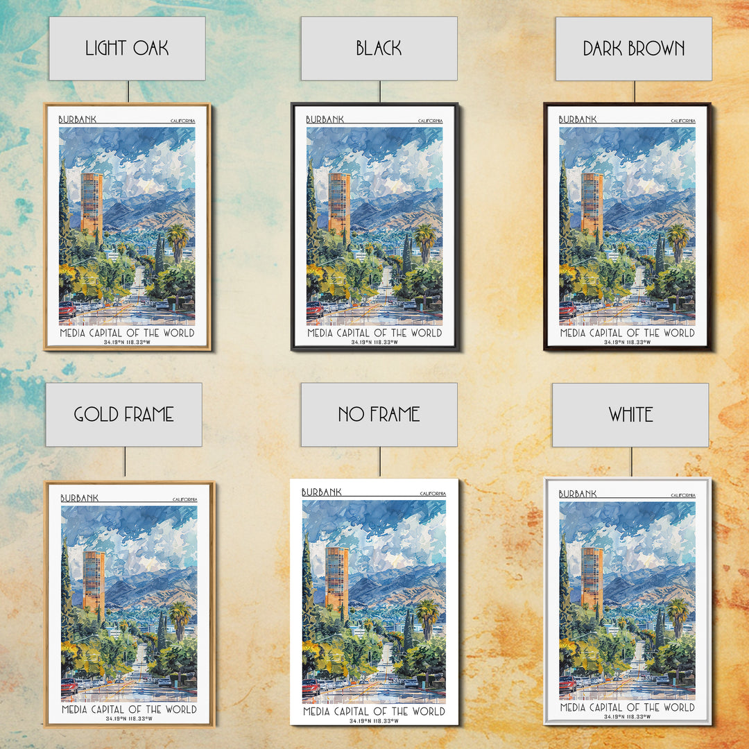 Burbank Travel Poster, Canvas Print, City Art Print, Travel Wall Art, Gallery Wall Set, Wall Art, Travel Print, Mid Century Wall Art