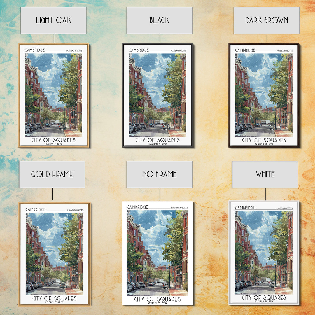 Cambridge Travel Poster, Framed Canvas Print, Travel Wall Art, City Wall Art, Wanderlust Gift, Retro Travel Print, Travel Wall Decor