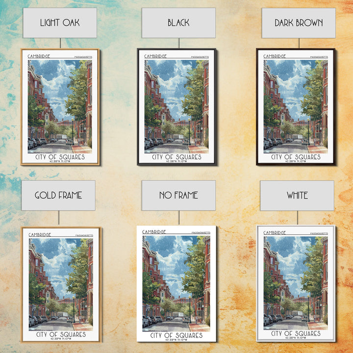 Cambridge Travel Poster, Framed Canvas Print, Travel Wall Art, City Wall Art, Wanderlust Gift, Retro Travel Print, Travel Wall Decor