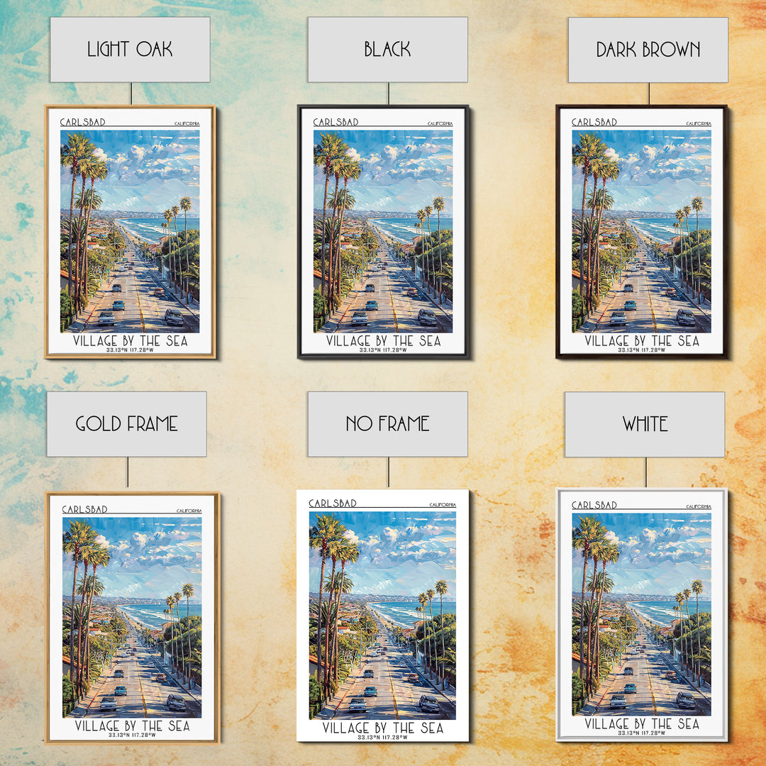 Carlsbad Travel Poster, Framed Canvas Print, Poster Print, Travel Wall Art, Mid Century Wall Art, Travel Print, Living Room Wall Art