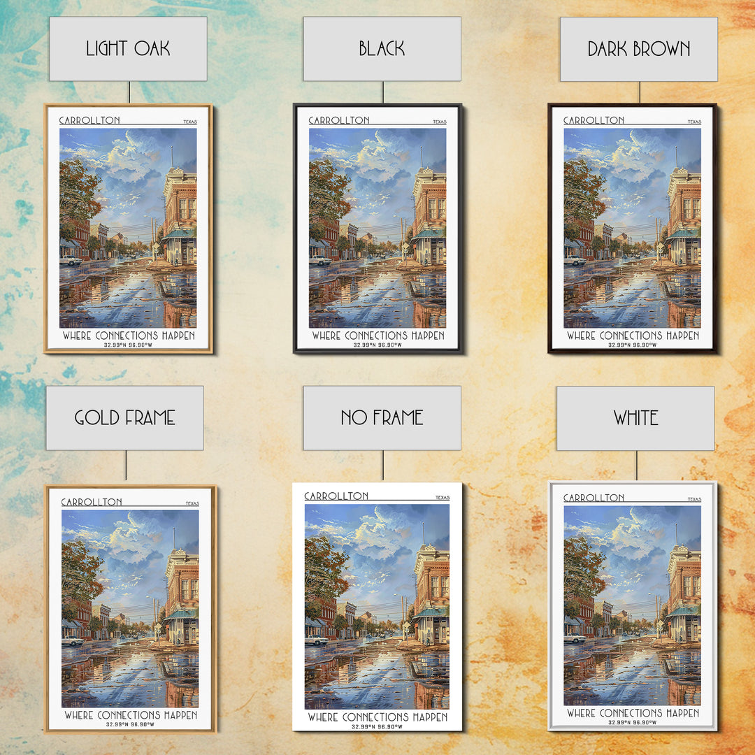 Carrollton Travel Poster, Framed Canvas Print, Travel Prints, Landscape Art, Vintage Travel Print, Travel Posters, City Illustration