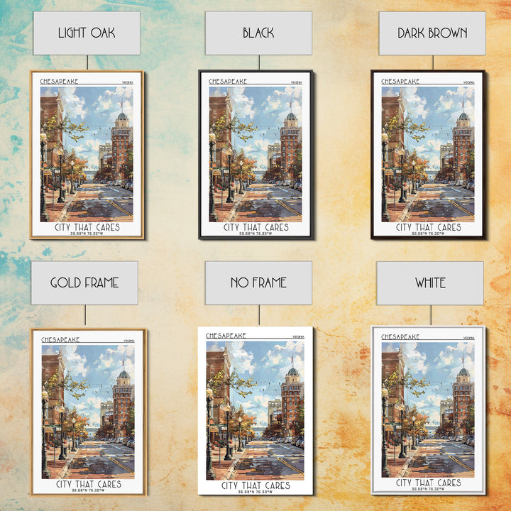 Chesapeake Travel Poster, Framed Canvas Print, Travel Art Print, Modern Wall Decor, Travel Posters, Home Office Decor, City Wall Art