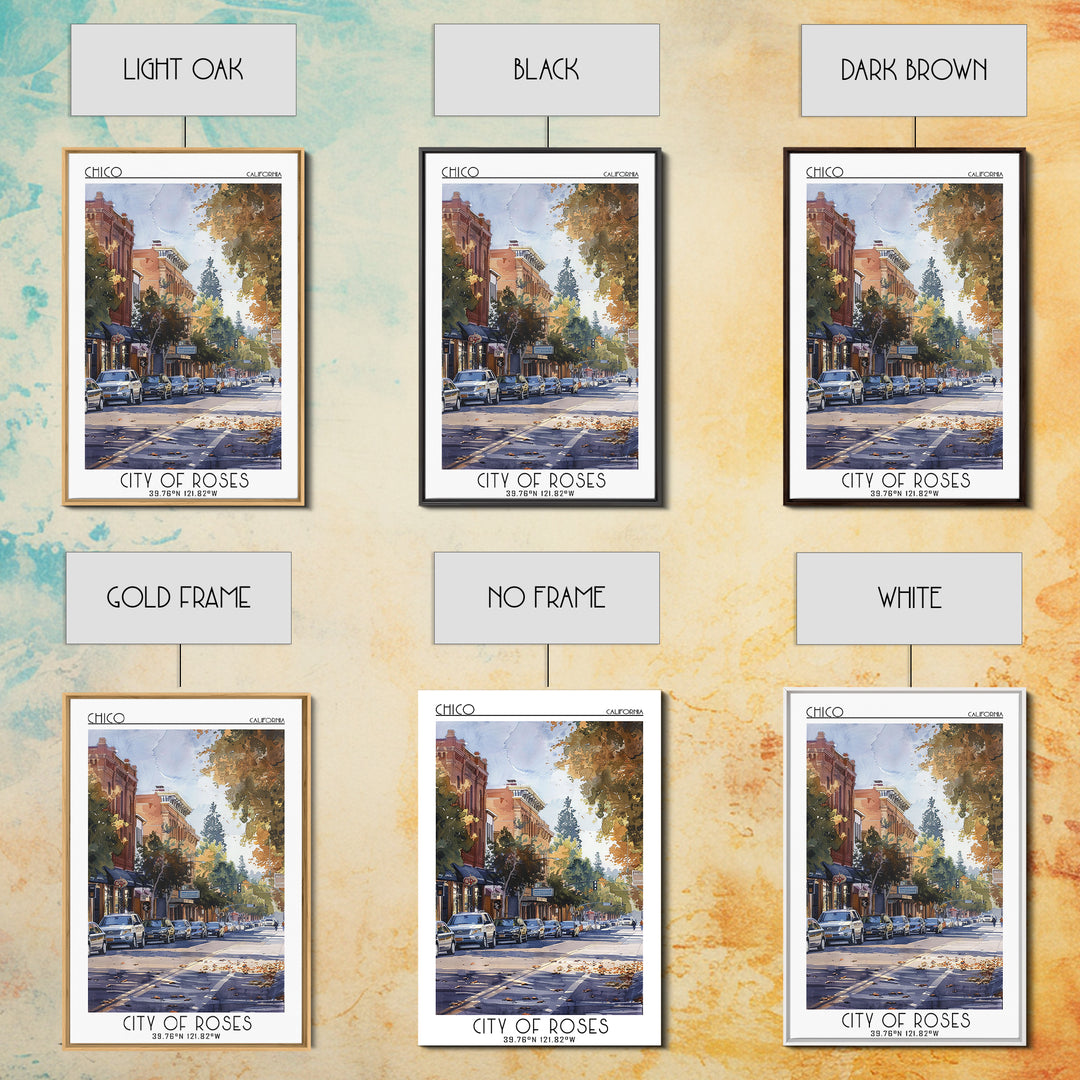 Chico Travel Poster, Framed Canvas Print, City Travel Poster, Travel Wall Art, City Wall Art, Art Print, Landscape Art, Poster Print